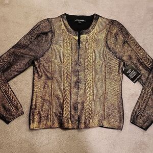 Nwt Boston Proper Women's Black Gold Foil  Sweater Sz Med